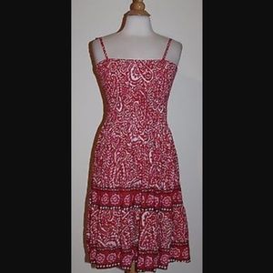 Red&White-Paisley Pink Apple spgti-strap Dress (L)